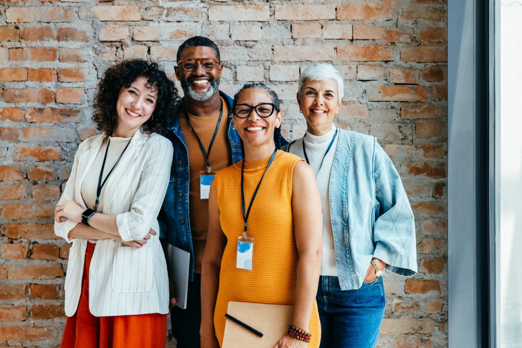 smiling group of older workers